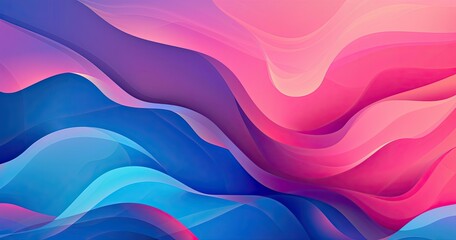 Fototapeta premium A vibrant abstract design featuring flowing waves in shades of pink, purple, and blue, creating a dynamic visual experience.