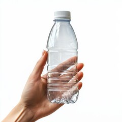 Empty Transparent Plastic Bottle on Hand created with Generative AI