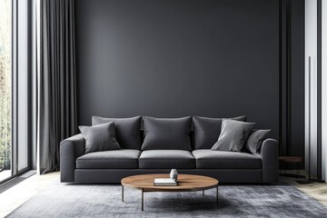 Modern Grey Living Space with Stylish Furniture and Cozy Ambiance