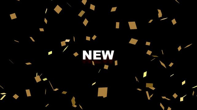 Happy New Year 2025 with realistic golden confetti on black background. Happy New Year celebration 2025
