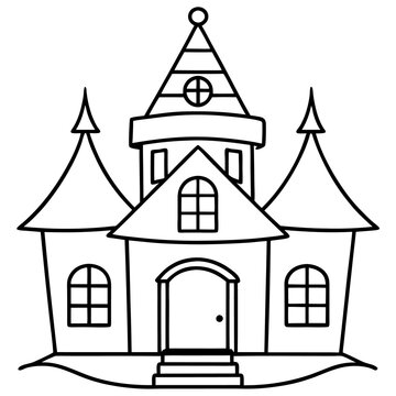 recommend clip art: fairytale house outline coloring book page line art drawing