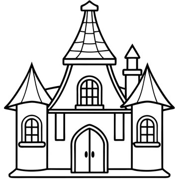 recommend clip art: fairytale house outline coloring book page line art drawing