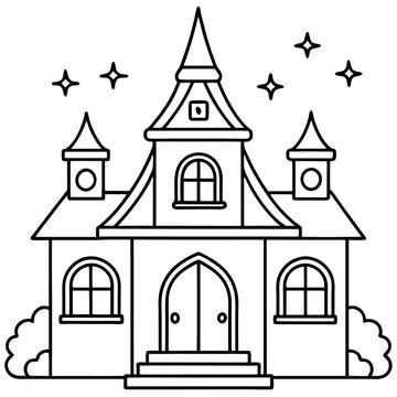 recommend clip art: fairytale house outline coloring book page line art drawing