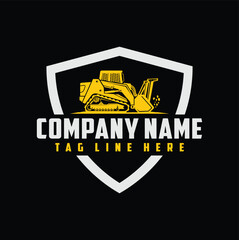 simple mulching machine illustration shield logo