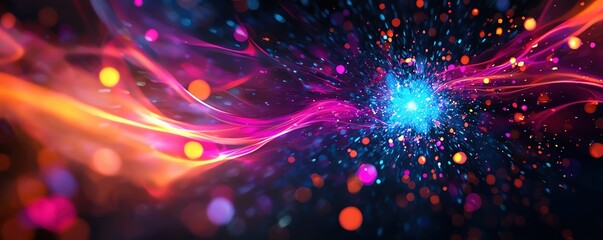 Obraz premium Vibrant abstract visualization of energy and light, showcasing dynamic colors and depth, perfect for creative projects and designs.