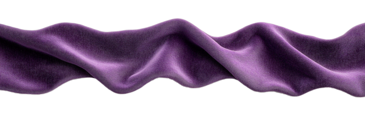 Purple velvet fabric, isolated, PNG.
