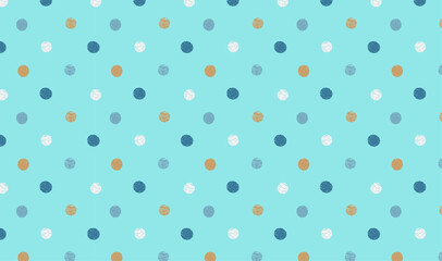 Blue white dots seamless pattern with doodle hand drawn circles, design for packaging, clothing, textile, fabric, packaging, paper, cover, backgrounds, vector