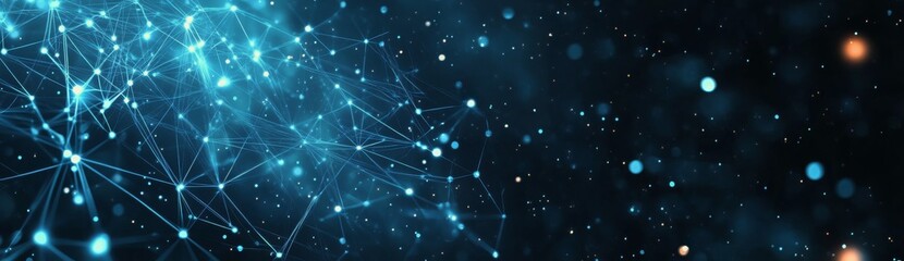 Fototapeta premium Dynamic glowing blue waves of light create a digital landscape in a dark environment