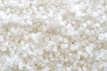 Granulated Sugar Texture Background. Closeup of White Sugar Crystals Piled in Square Shape
