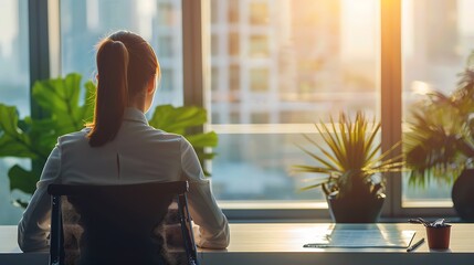 Businesswoman with a tech blue theme background, ideal for technology and professional presentations