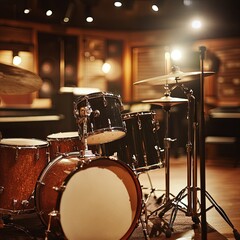 Obraz premium Creativity and music. Drums and drum sets. Recording Studio. Musical equipme