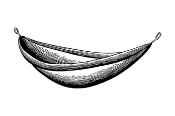hand drawn hammock black and white illustration
