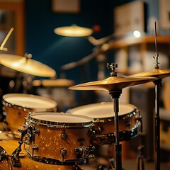 Obraz premium Creativity and music. Drums and drum sets. Recording Studio. Musical equipme