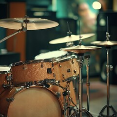 Fototapeta premium Creativity and music. Drums and drum sets. Recording Studio. Musical equipme