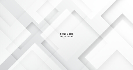 3D white abstract background overlap layer on bright space with cutout shape effect decoration. Modern graphic design element squares style concept for web banner, flyer, card, or brochure cover