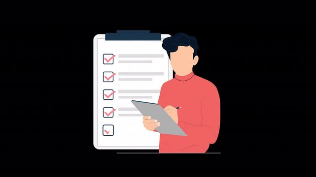  Businessman Mark Checklist Animation 4K On Alpha