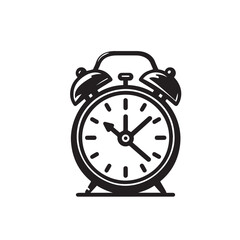 Alarm clock vector design. Alarm clock silhouette. Alarm clock illustration black and white.