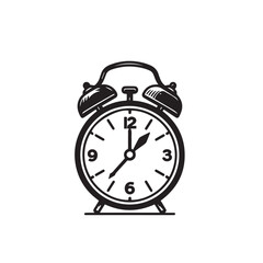 Alarm clock vector design. Alarm clock silhouette. Alarm clock illustration black and white.