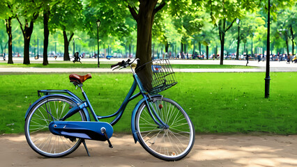 Fototapeta premium Bicycle Parked In The Park