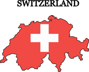 Switzerland Flag Map. Print on T-shirt, cup, etc. 