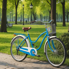 Fototapeta premium Bicycle Parked In The Park