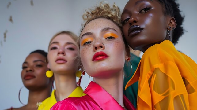 Diverse Women in a Fashion Show, Promoting Inclusivity in Fashion, Group Portrait Shot, Diversity Theme, Fashion Show, Inclusivity