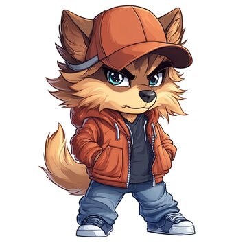 recommend clip art: Cute Cartoon Illustration of Little Werewolf. Unique design, Halloween mascot. AI generated.