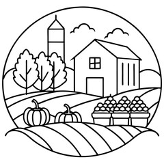 Fototapeta premium farm vegetables outline coloring book page line art drawing