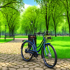 Obraz premium Bicycle Parked In The Park