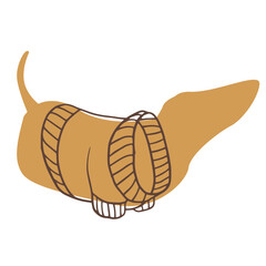 cute dog sweater, depicted wearing silhouette of dachshund in a simple doodle style.  illustration for dog lovers, fans of animal art, zoo shops, pet stores