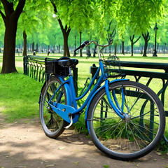 Fototapeta premium Bicycle Parked In The Park