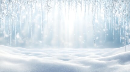 Fototapeta premium Icicles Hanging Over a Snowy Landscape