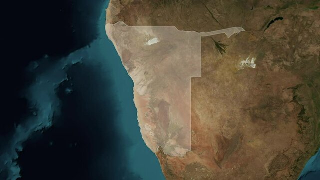 Zoom from Earth to Namibia. (Highlighted) World map animation with highlighted borders of countries. Images from NASA