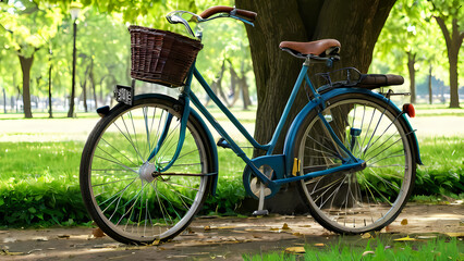 Fototapeta premium Bicycle Parked In The Park