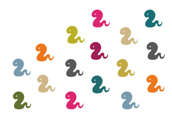 ポップでおしゃれな巳年年賀状　へびのアイコンセット