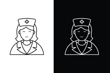 Nurse icon in line style. Woman nurse Icon vector illustration.
