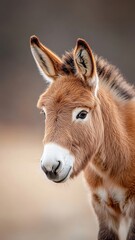 Fototapeta premium Professionally lit studio shot of a donkey, with soft lighting highlighting its unique features and detailed fur against a clean backdrop.