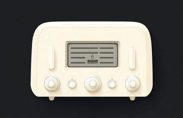 Fototapeta premium Cream-colored toaster with white elements and buttons, set against a black background. This isolated vector illustration showcases a detailed design of the toaster with a clean and modern look, perfec