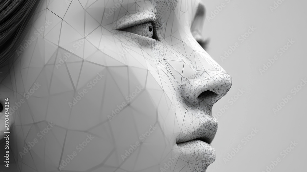 Poster a 3d face recognition system uses biometric scanning to identify people. this technology is based on