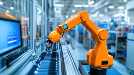 Fototapeta premium Advanced Automated Assembly Line with Sensor-Based Quality Control for Fast-Paced Production