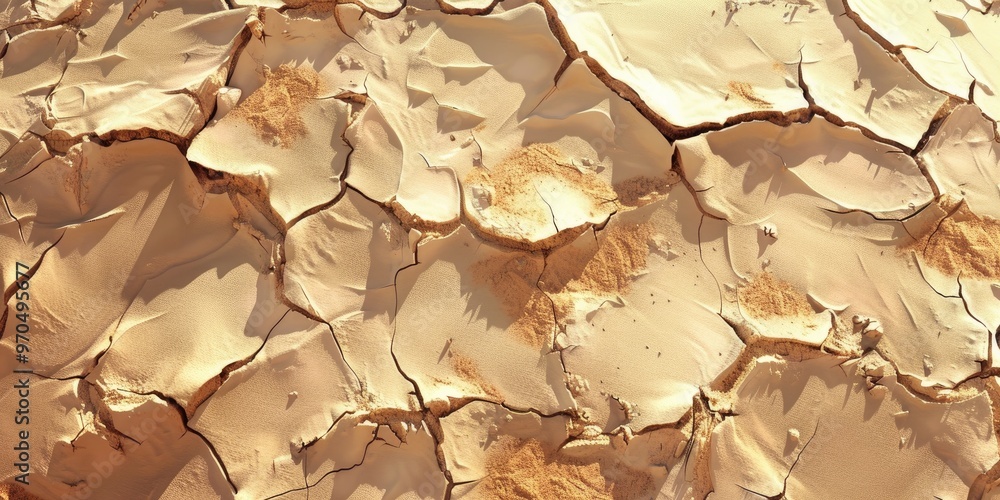 Poster irregular patterns in dry sandy terrain