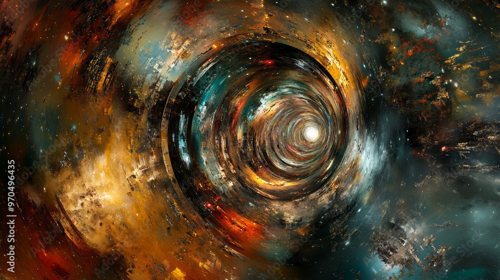 Poster a 3d image that shows everything in a circle, like a real-life view, with amazing details and colors