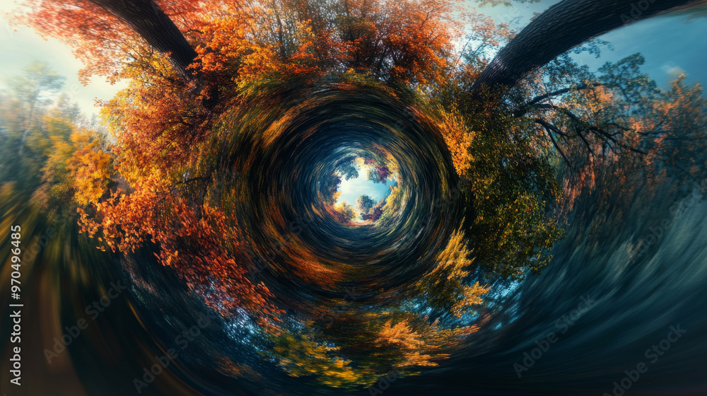 Poster a 3d image that shows everything in a circle, like a real-life view, with amazing details and colors