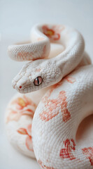 Close-Up of a Beautiful White Snake with Unique Patterns 