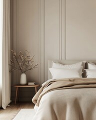 Scandinavian Bedroom Interior Mockup with Modern Design Elements