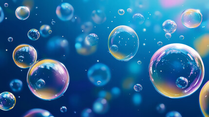 A blue background with colorful, shiny bubbles. This design is perfect for website ads, posters, or banners.