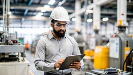 Indian Factory Engineer at Work - A professional engineer overseeing operations in a factory setting.
