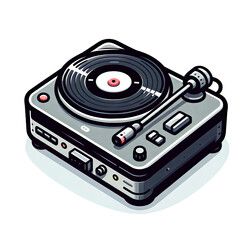 Isolated vector illustration of a record player on a white background.	