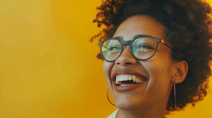 Businesswoman Laughing While on a Video Call, Business Theme, Portrait Shot, Simple Background, Video Call