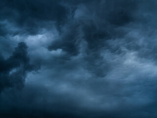 Obraz premium Cloud storm sky dark halloween background rain lightning thunder stoumy typhoon Nature light scene rainy atmosphere damage effect carbon dioxide dust air pollution 2.5 Pm, texture nature windstorm.